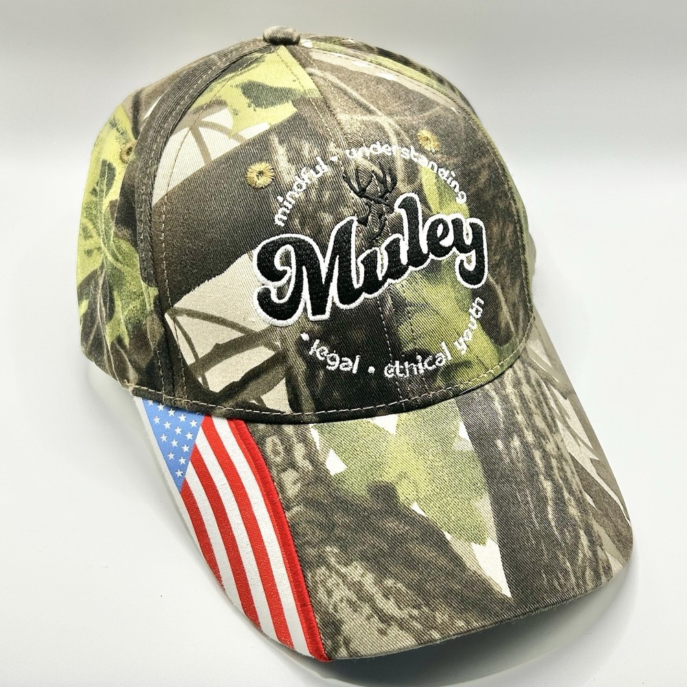 Muley Mindful Youth Camo USA Flag Hat Cap Adjustable Strapback Hiking Hunting